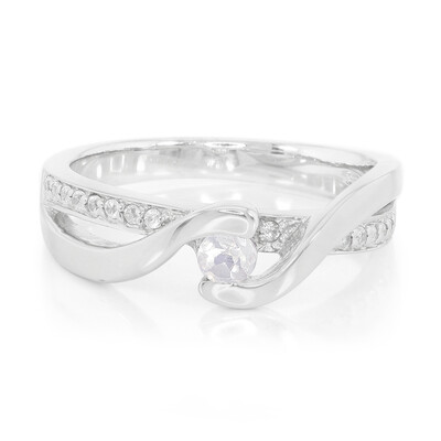 Bague en argent et Pierre de Lune arc-en-ciel