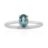 Bague en argent et Topaze mystique bleu-vert