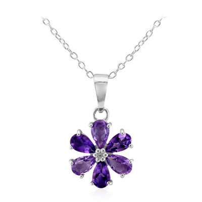 Collier en argent et Améthyste de Zambie