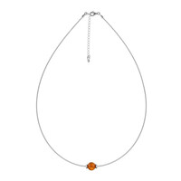 Collier en argent et Ambre baltique couleur cognac