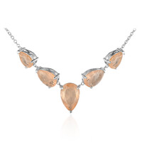Collier en argent et Quartz pêche pastel