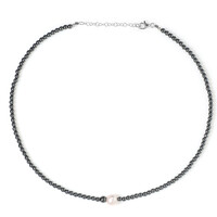 Collier en argent et Perle blanche de culture d'eau douce (Riya)