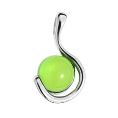 Pendentif en argent et Ambre verte de Colombie