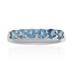Bague en argent et Topaze bleu de Londres