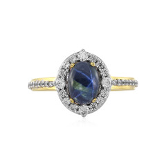 Bague en argent et Saphir étoilé bleu