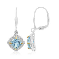 Boucles d'oreilles en argent et Topaze bleu ciel
