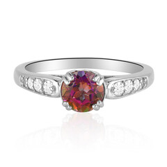 Bague en argent et Topaze mystique rouge du soir