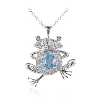 Collier en argent et Topaze bleu ciel