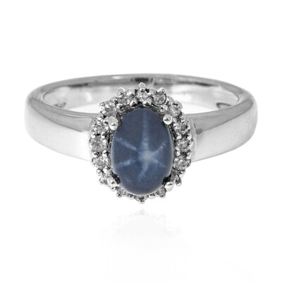 Bague en argent et Saphir étoilé bleu