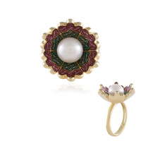 Bague en argent et Perle blanche de culture d'eau douce (Adela Silber)