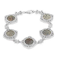 Bracelet en argent et Antique denier de la veuve Prutah