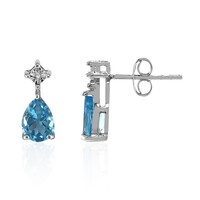 Boucles d'oreilles en argent et Topaze bleu Suisse