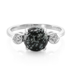 Bague en argent et Obsidienne Flocon-de-Neige
