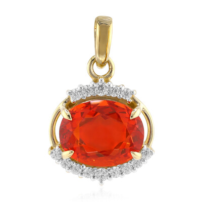 Pendentif en or et Opale de feu mexicaine AAA