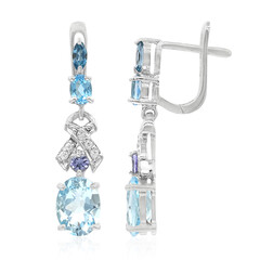 Boucles d'oreilles en argent et Topaze bleu ciel