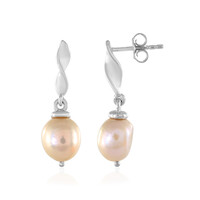 Boucles d'oreilles en argent et Perle de culture d'eau douce de couleur pêche
