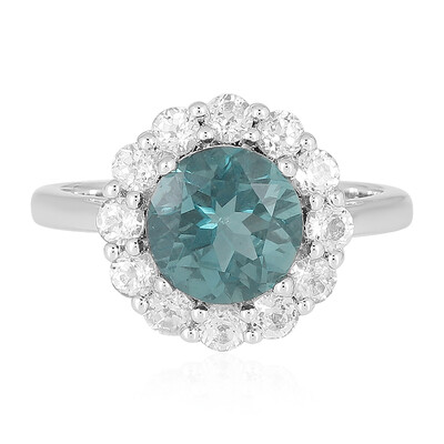 Bague en argent et Fluorite bleu pétrole de Belgique