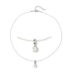 Collier en argent et Pierre de Lune arc-en-ciel