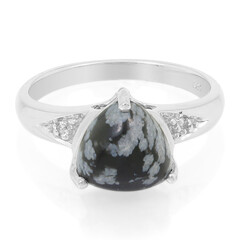 Bague en argent et Obsidienne Flocon-de-Neige