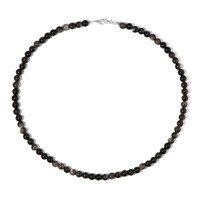 Collier en argent et Obsidienne argentée
