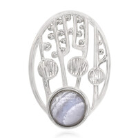Pendentif en argent et Agate zonée bleue