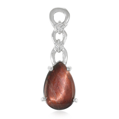 Pendentif en argent et Œil-de-tigre rouge