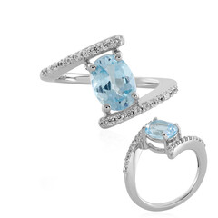 Bague en argent et Topaze bleu ciel