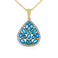 Collier en argent et Apatite bleu néon