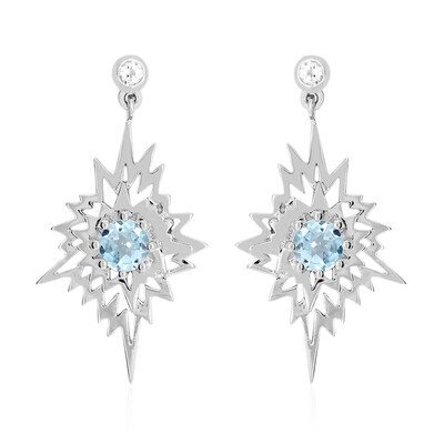 Boucles d'oreilles en argent et Topaze bleu ciel (MONOSONO COLLECTION)