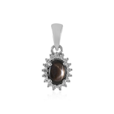 Pendentif en argent et Saphir étoilé noir