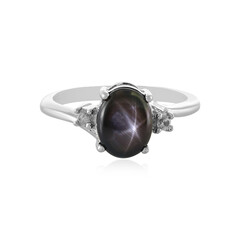 Bague en argent et Saphir étoilé noir