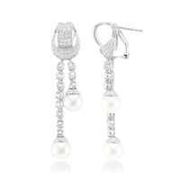 Boucles d'oreilles en argent et Perle blanche de culture d'eau douce