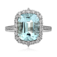 Bague en or et Aigue-Marine du Brésil AAA (AMAYANI)