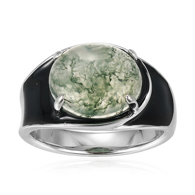 Bague en argent et Agate mousse
