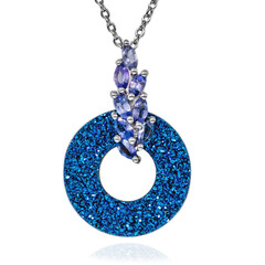 Collier en argent et Quartz étincelant bleu cobalt