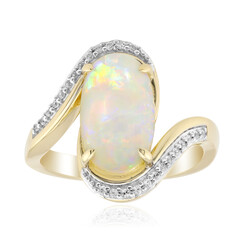 Bague en or et Opale blanche du Brésil
