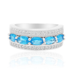 Bague en argent et Apatite bleu néon