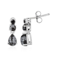 Boucles d'oreilles en argent et Obsidienne Flocon-de-Neige
