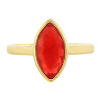 Bague en argent et Opale rouge d'Éthiopie