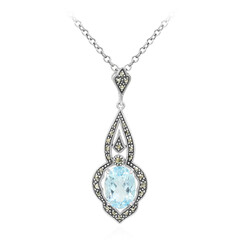 Collier en argent et Topaze bleu ciel