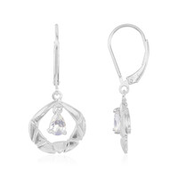 Boucles d'oreilles en argent et Pierre de Lune arc-en-ciel