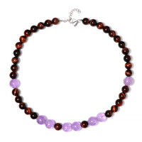 Collier en argent et Œil-de-tigre rouge