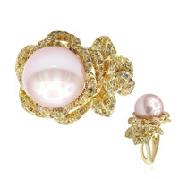 Bague en or et Perle de culture d'eau douce rose (CIRARI)