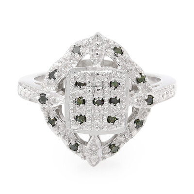 Bague en argent et Diamant vert émeraude