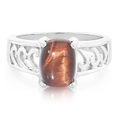 Bague en argent et Œil-de-tigre rouge