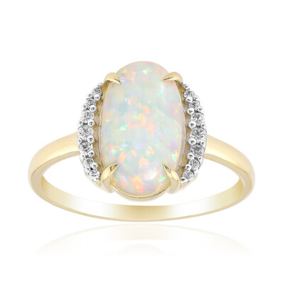 Bague en or et Opale blanche du Brésil