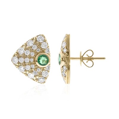 Boucles d'oreilles en or et Emeraude de Zambie AAA (CIRARI)