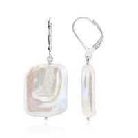 Boucles d'oreilles en argent et Perle blanche de culture d'eau douce (TPC)