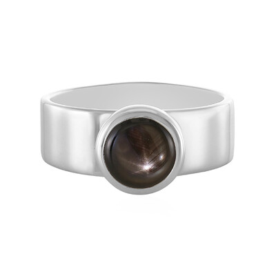 Bague en argent et Saphir étoilé noir