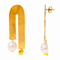 Boucles d'oreilles en argent et Perle de culture d'eau douce (Joias do Paraíso)